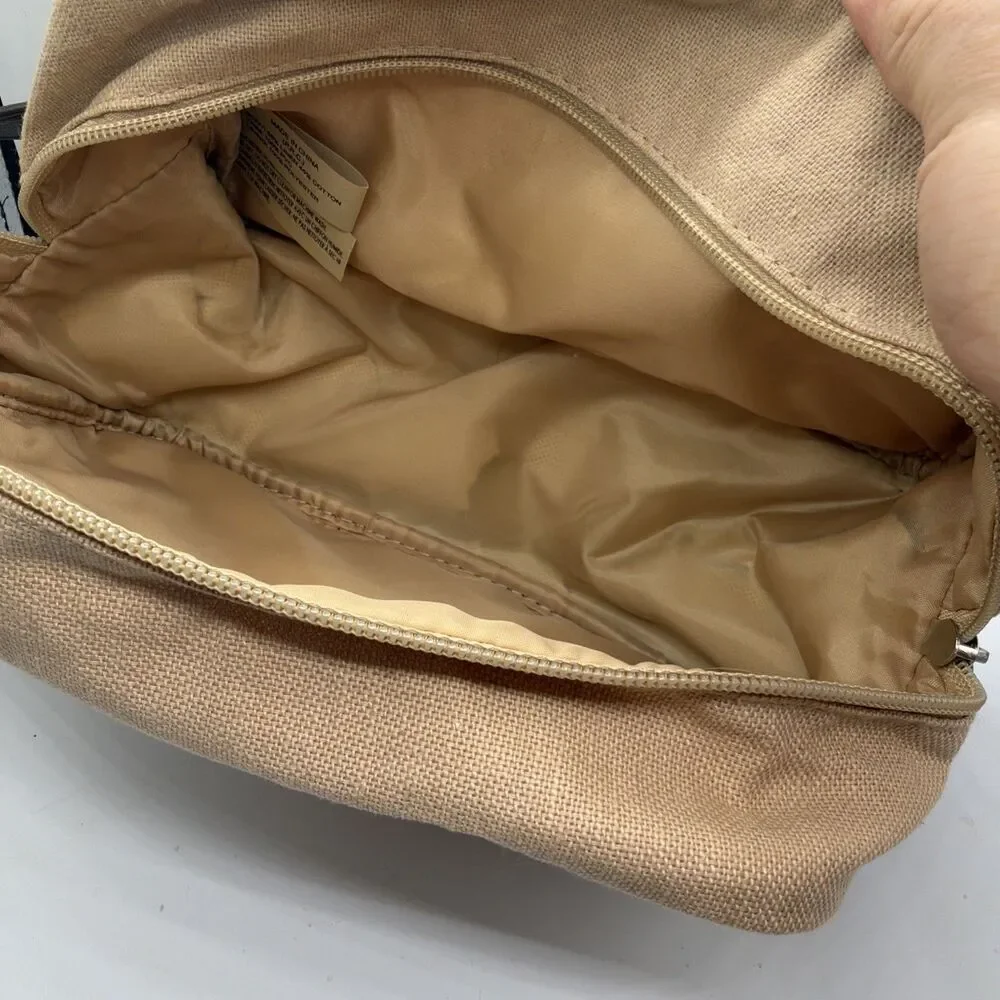 John Varvatos Artisan Men Toiletry Bag Beige Linen Cotton Dopp Kit‎ Travel Pouch